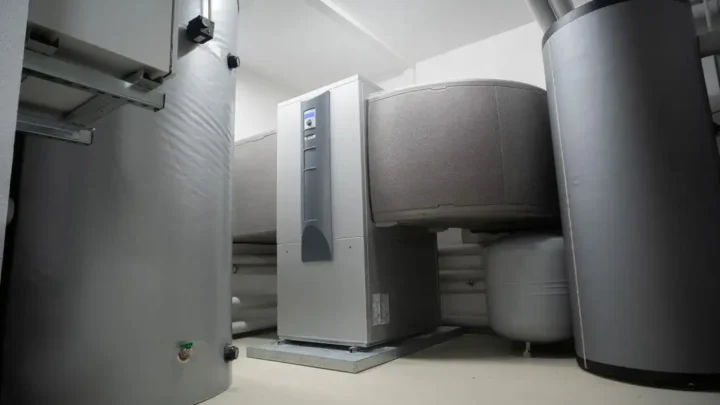 Heat pump system installed indoors