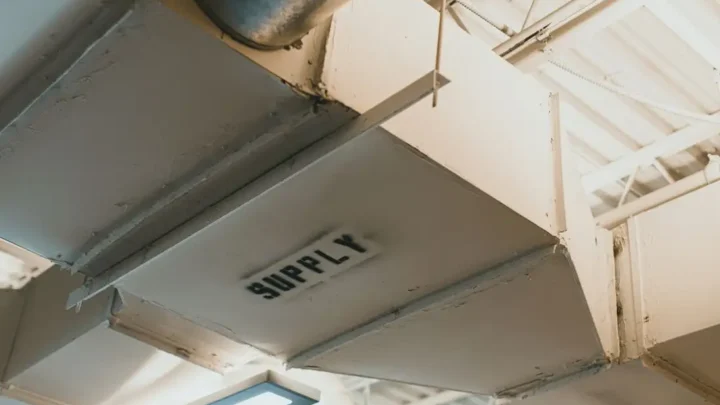 Close-up of a supply air duct